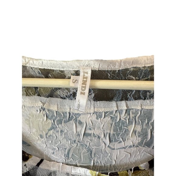 Lindi Abstract Floral Tunic Top 3/4 Sleeve Scoop Neck Flowy Hem S Black Artsy - Picture 4 of 8